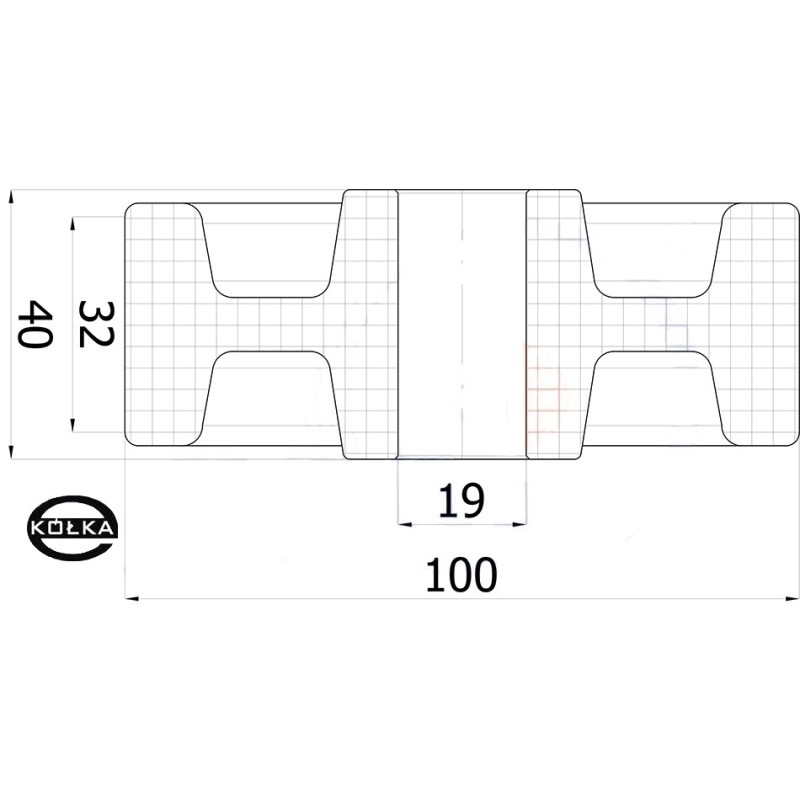 Koło fi. 100 mm otw.20mm, N: 120kg ł.ślizg / 19BZ