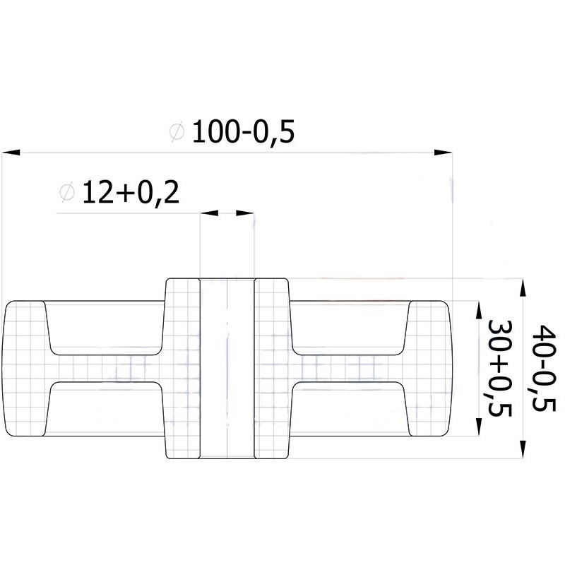 Koło fi. 100 mm otw.12mm, N: 120kg ł.ślizg / 19B