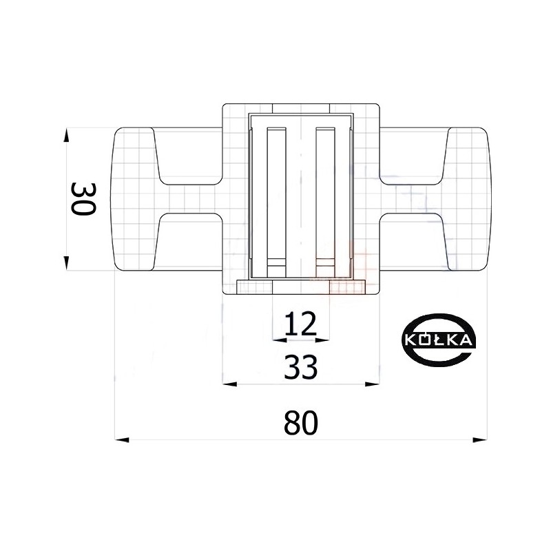 Koło fi. 80 mm otw.12mm, N: 120kg ł.wałecz / 1B