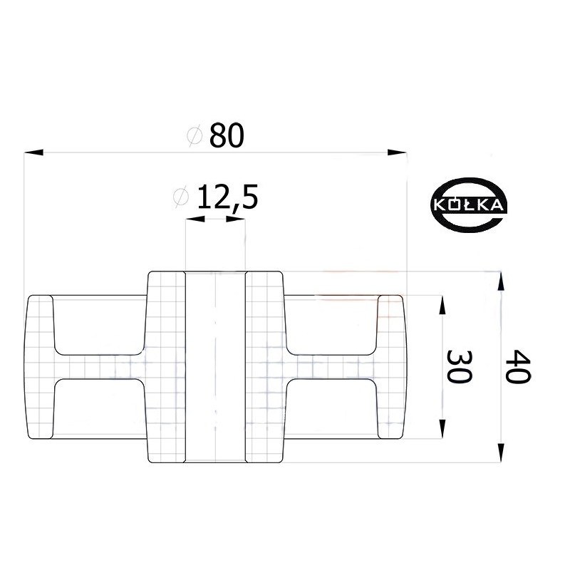 Koło fi. 80 mm otw.12mm, N: 120kg  / 9B