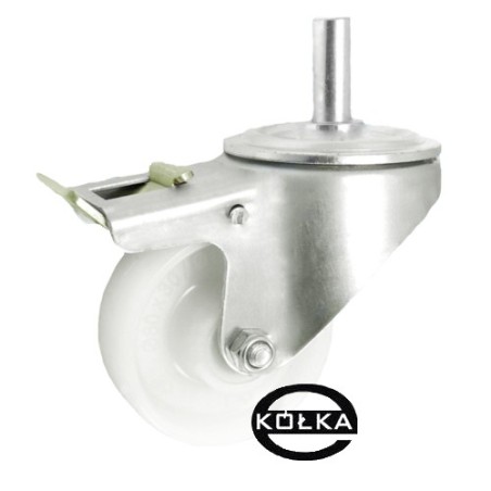 Koło fi. 80 mm w obudowie skrętnej z bolcem 24 i z hamulcem / 7BH*24