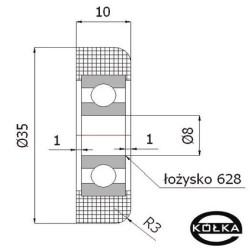 Rolka fi. 35 mm tworzywowa ułożyskowana, do bram / R-35-10/8