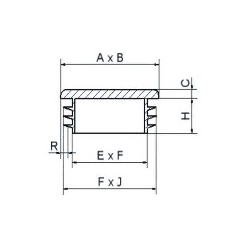 Zaślepka prostokątna 27x40mm 50szt. Czarna
