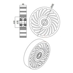 Rolka fi. 185 mm NO CRUSH z łoż. kulkowym, do tektury / KNC-185-40/20Ł