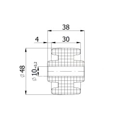 Rolka tworzywowa fi. 48 mm x 38, otw.10mm / RB-48-38-30/10