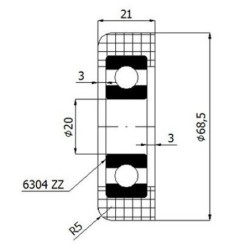 Rolka fi. 68 mm tworzywowa ułożyskowana, do bram / R-68,5