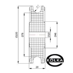 Rolka fi. 100mm tworzywowa profilowana bez łożyska  C100/14