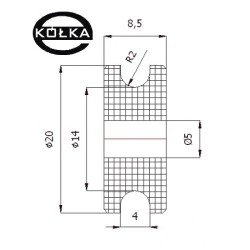 Rolka fi. 20mm tworzywowa profilowana bez łożyska C20/4