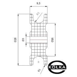 Rolka fi. 28mm tworzywowa profilowana bez łożyska  C28/6/3