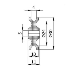 Rolka fi. 30mm tworzywowa profilowana bez łożyska  C30/4