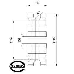 Rolka fi. 45mm tworzywowa profilowana bez łożyska     C45/6