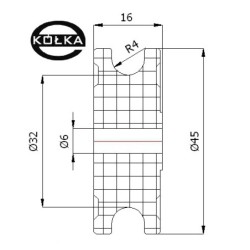 Rolka fi. 45mm tworzywowa profilowana bez łożyska  4szt.  C45/8-4