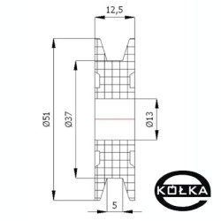 Rolka fi. 51mm tworzywowa profilowana bez łożyska  C51/5/12,5