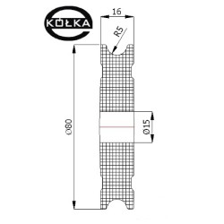 Rolka fi. 80mm poliamidowa profilowana bez łożyska otwór 15, C80/10/15