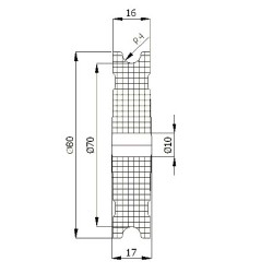 Rolka fi. 80mm tworzywowa profilowana bez łożyska  otwór 10 2szt.  C80/6-2