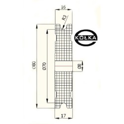 Rolka fi. 80mm tworzywowa profilowana bez łożyska otwór 8  C80/6/8