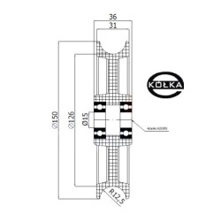 Rolka fi. 150mm tworzywowa profilowana ułożyskowana  C150/25Ł/15