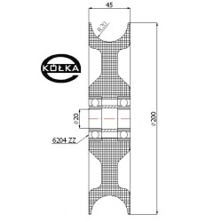 Rolka fi. 200mm tworzywowa profilowana ułożyskowana C200/40Ł