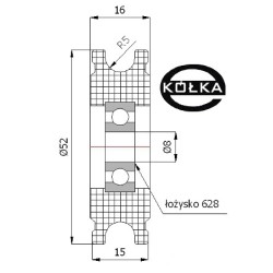 Rolka fi. 52mm tworzywowa profilowana ułożyskowana  C52/10Ł/8