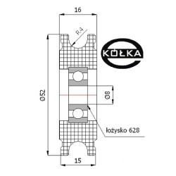 Rolka fi. 52mm tworzywowa profilowana ułożyskowana  C52/8Ł/8