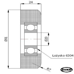 Rolka fi. 91 mm tworzywowa ułożyskowana, do bram / R-91/20
