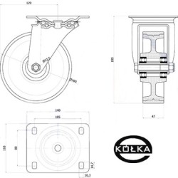 Koło fi. 160 mm w obudowie skrętnej / 42BCN