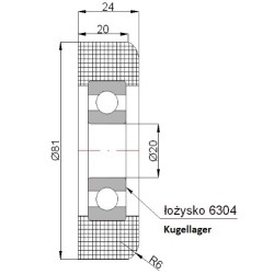 Rolka fi. 81 mm tworzywowa ułożyskowana, do bram / R-81