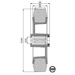 Koło fi. 200 mm tworzywowo-gumowe  z nierdzewnym łożyskiem / 60TSX