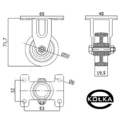 Koło fi. 50 mm, stałe N: 40kg / M53B