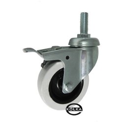 Koło fi. 60 mm skrętne z hamulcem, trzpień M8 N: 40kg / M64TH*M12