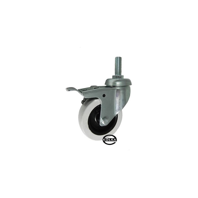 Koło fi. 60 mm skrętne z hamulcem, trzpień M8 N: 40kg / M64TH*M12