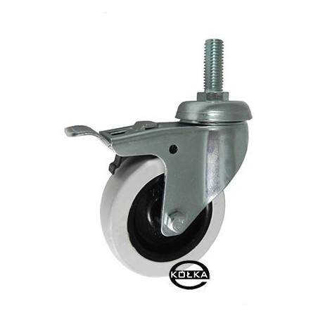 Koło fi. 60 mm skrętne z hamulcem, trzpień M8 N: 40kg / M64TH*M10