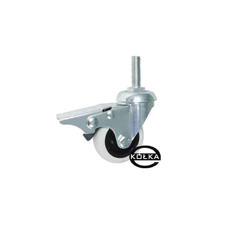 Koło fi. 50 mm skrętne z hamulcem, trzpień M8 N: 40kg / M54TH*M8