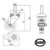 M54T*M12 : Koło fi. 50 mm meblowe w obud. Skrętnej z trzpieniem M12, tworzywo-guma, N: 40kg / M54T*M12