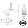 Koło fi. 50 mm skrętne z hamulcem, trzpień M12 N: 40kg / M54TH*M12
