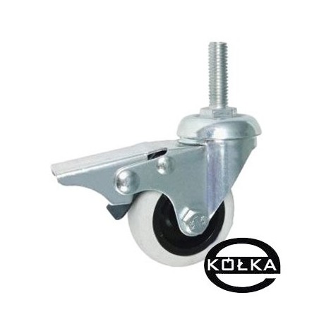 Koło fi. 50 mm skrętne z hamulcem, trzpień M12 N: 40kg / M54TH*M12