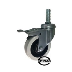 Koło fi. 75 mm skrętne z hamulcem, trzpień M10 N: 70kg, łoż.kulk / M74TŁH*M10
