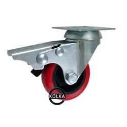 Koło fi. 50 mm, meblowe, tworzywo-poliuretan, obud. skrętna z hamulcem / M52TPUH