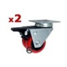 M52TPU2-M52TPUH2 : ZESTAW 4szt. KÓŁ MEBLOWYCH fi.50mm TANDEM skrętnych + z hamulcem / M52TPU2-M52TPUH2