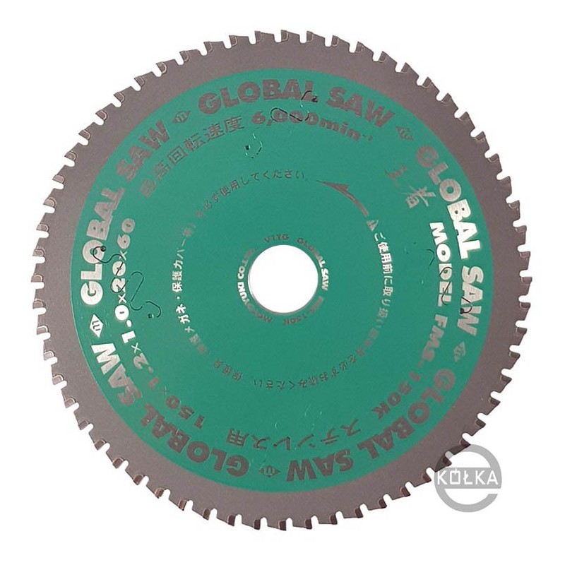 Piła tarczowa do cięcia stali nierdzewnej GLOBAL SAW 150 x 1.2/1.0 x 20mm / 60z CERMET