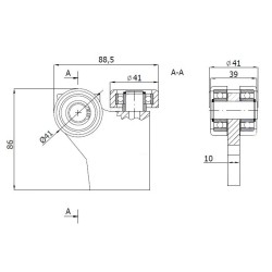 Wózek stały 3-rolki metalowe, z płaskownikiem, odporny na temp. / G-3MM-50E