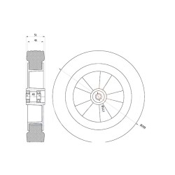 Kółko do kosiarki fi. 250 mm z łożyskiem + śruba z gwintem M10 / K250Ł*M10