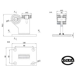 Wózek stały 3-rolki metalowe, bez regulacji wysokości / 3MM-50