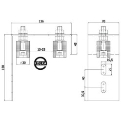 Rolka prowadząca fi. 30Mm z 2 śrubami montażowymi i kątownikiem / RB-30Ś/2/P