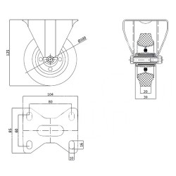 13 : Koło fi. 100 mm stałe metalowo-gumowe / 13