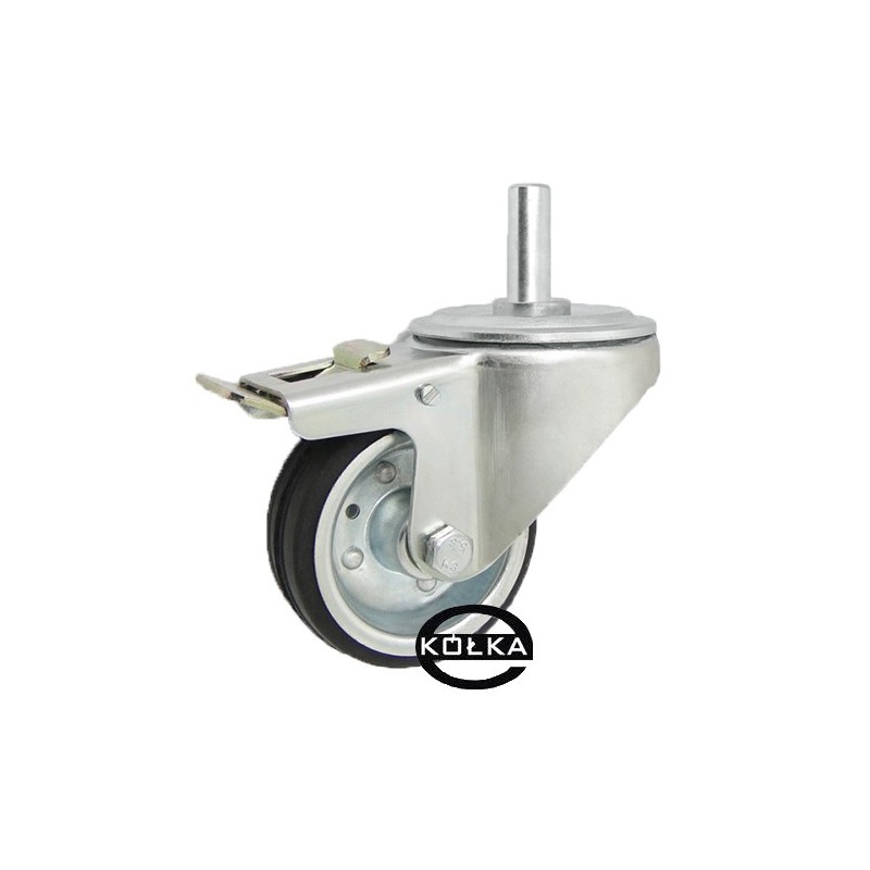 7H*24 : Koło fi. 80 mm metalowo-gumowe w obudowie skrętnej z bolcem 24 i hamulcem / 7H*24 7H*24 : Koło fi. 80 mm metalowo-gumowe w obudowie skrętnej z bolcem 24 i hamulcem / 7H*24