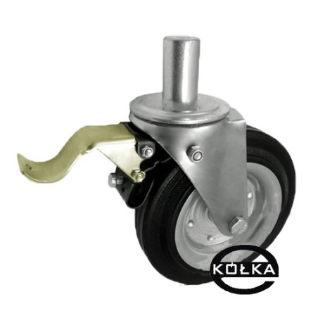 66H*32 : Koło fi. 200 mm metalowo-gumowe w obudowie skrętnej z bolcem 32 i hamulcem / 66H*32