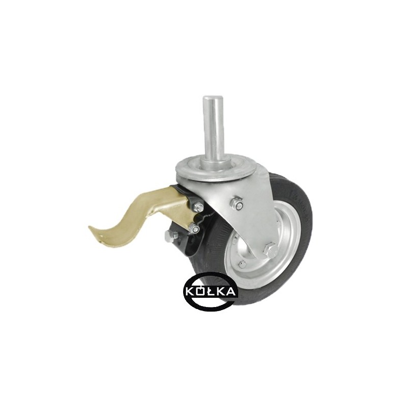 56NH*25 : Koło fi. 180 mm metalowo-gumowe w obudowie skrętnej z bolcem 25 i hamulcem / 56NH*25