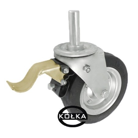 56NH*25 : Koło fi. 180 mm metalowo-gumowe w obudowie skrętnej z bolcem 25 i hamulcem / 56NH*25