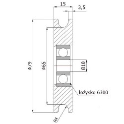 Rolka metalowa fi. 79 mm na linkę 8mm / CM79/8Ł